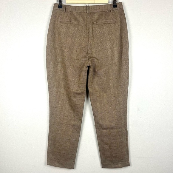 L'agence Ludivine Brown Metallic Plaid Check Cropped Straight Trouser Pants - Picture 6 of 8